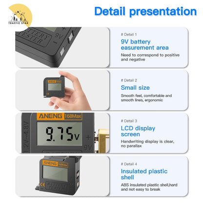 Aneng 168Max Digital Lithium Battery Tester, Battery Voltage Tester Check Battery Capacity Universal Testing Tool
