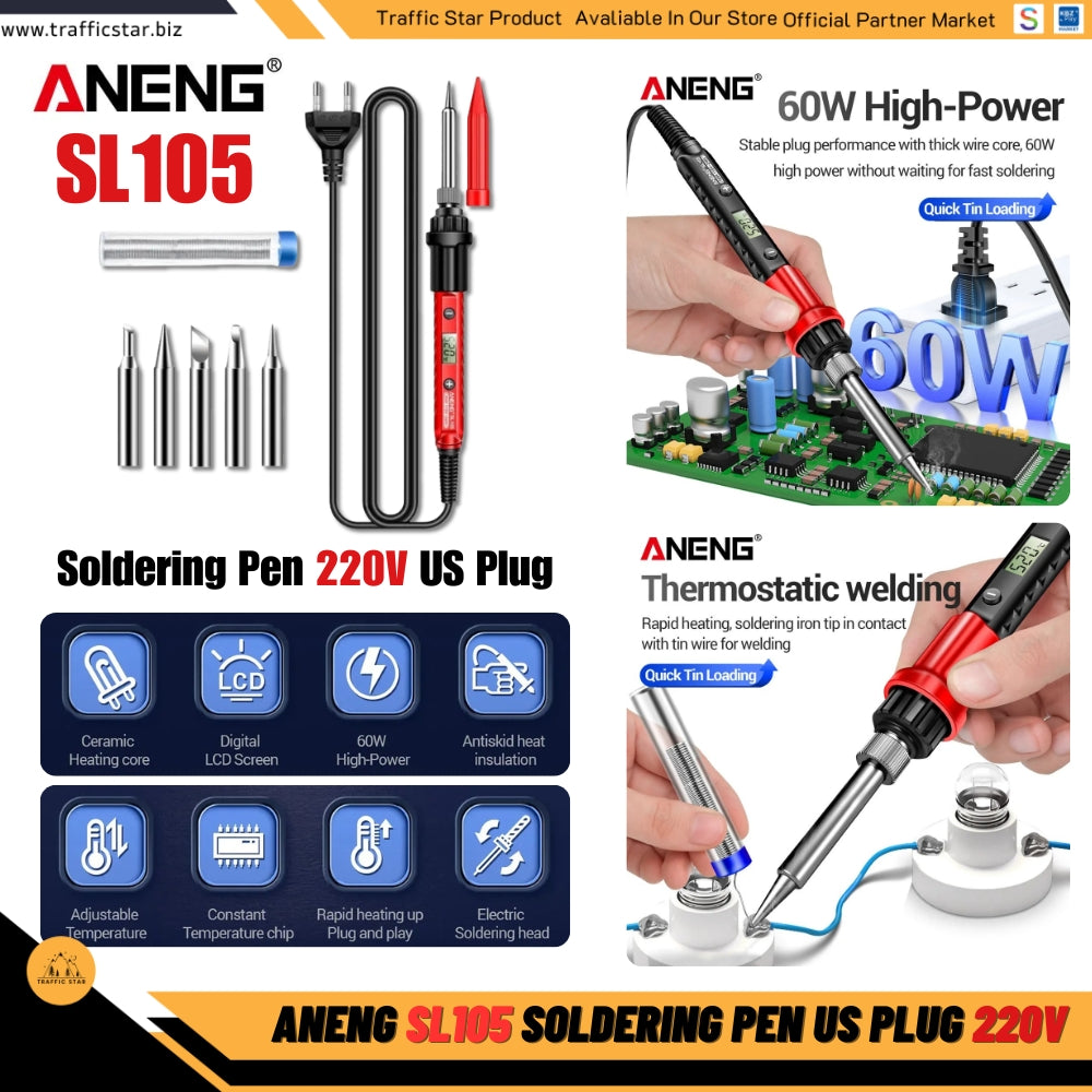 ANENG SL105 Digital Soldering Iron 110V 240V Electric Fast Welding Equipment US/EU Plug SOLDER Iron Heating Repair Tool
