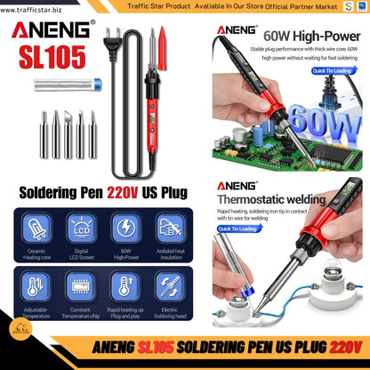 ANENG SL105 Digital Soldering Iron 110V 240V Electric Fast Welding Equipment US/EU Plug SOLDER Iron Heating Repair Tool