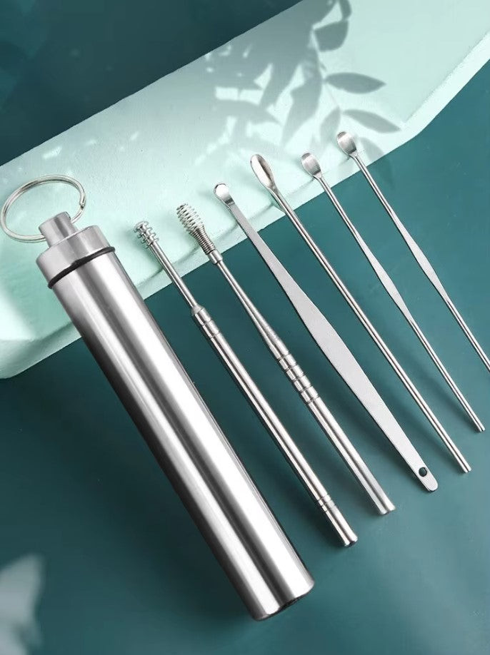 6pcs Ear Cleaning Tool Set With Stainless Steel Case Earpick Set