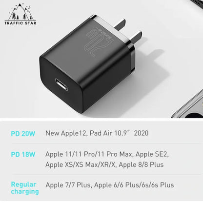 Baseus 20W PD Super Si USB C Charger For iPhone 13 12 Pro Max Support QC3.0 Fast Charging Portable