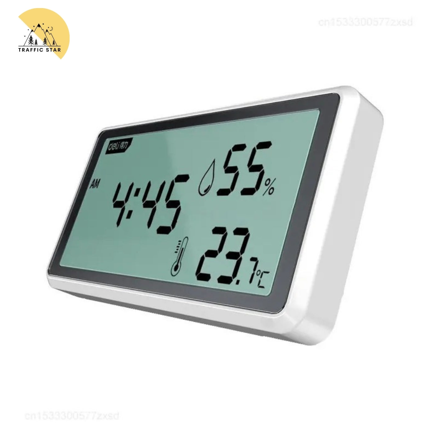 Deli Electronic Thermometer Hygrometer High Precision Weather Station with Clock Function Desktop Digital Thermometer