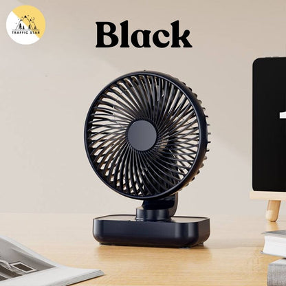 Mini Portable Table Fan LED Display Auto Rotating