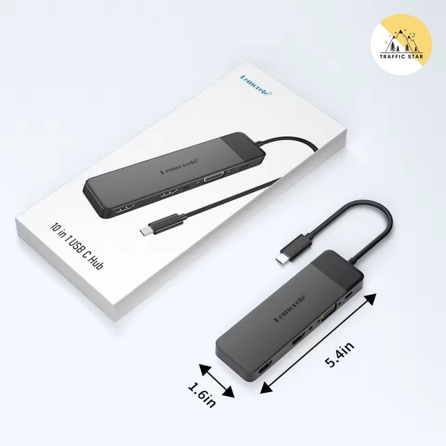 Lemorele USB-C Dock 10 Ports USB Type C to Dual HDMI 4K 30Hz VGA USB 3.0 Adapter PD100W SD Card Reader for MacBook