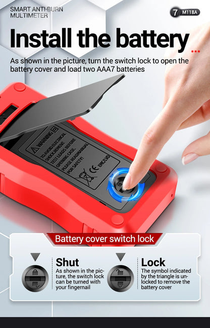 ANENG M118A Digital Mini Multimeter Tester 6000 Counts Mmultimetro True Rms Tranistor with NCV Data Hold Flashlight