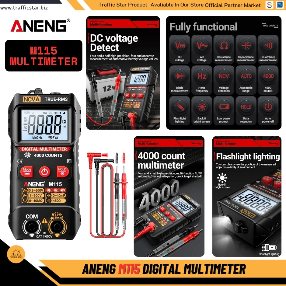ANENG M115 MINI DIGITAL MULTIMETER 4000 Counts DC/AC Voltage Smart Multimetro OHM NCV Resistance Electrician TestTools