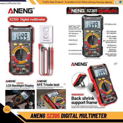 ANENG SZ305 Professional Multimeter 1999 Counts AC/DC Voltage Tester Ammeter Capacitor hFE Triode Hz Detector Electrician Tools