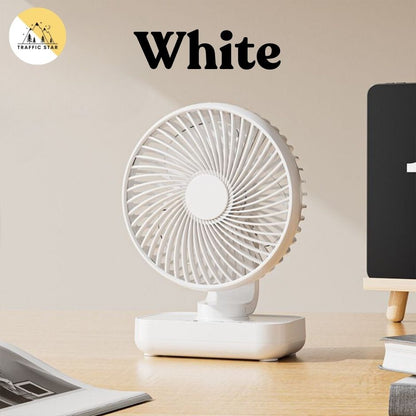 Mini Portable Table Fan LED Display Auto Rotating
