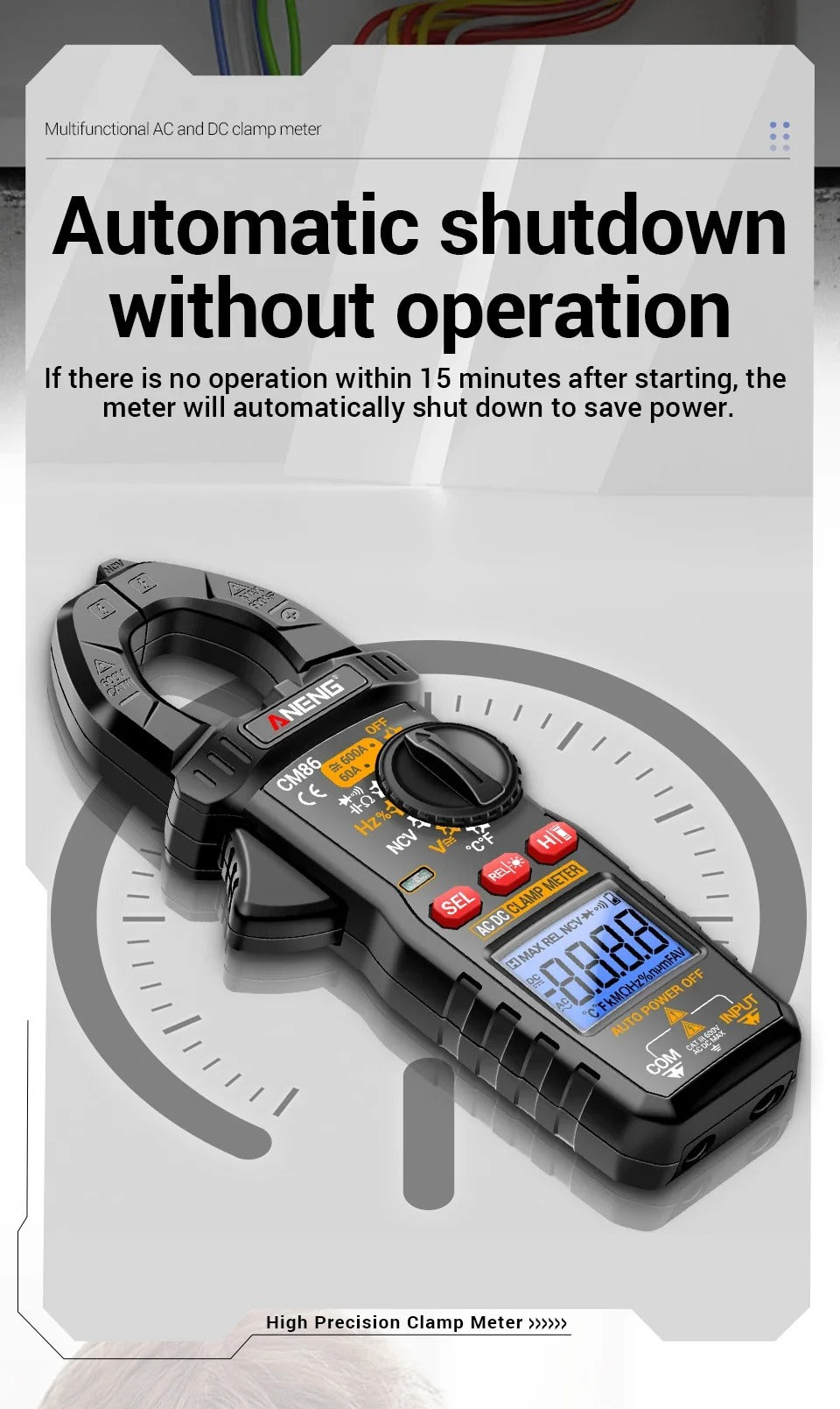 ANENG CM86 Clamp Meter 600A AC/DC Voltage Diode Digital Multimeter NCV Voltage Detection Professional Electrician Tools