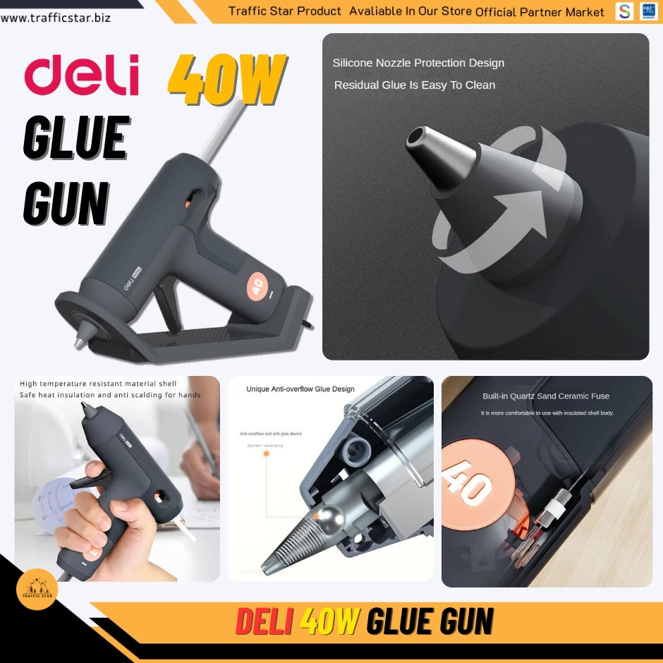 Deli Hot Melt Glue Gun Glue Stick High Viscosity Anti Overflow Strong Fast Thermal Melting DIY Manual Glue Gun Household 7mm Gluestick