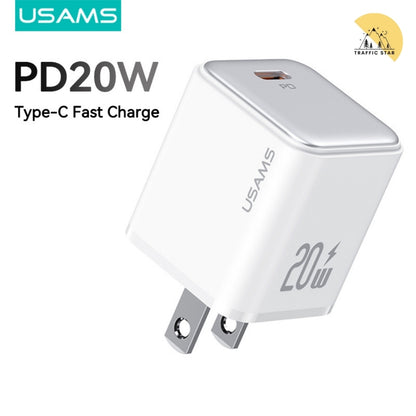 USAMS PD20W/30W Type-C Fast Charger PD3.0 QC4.0 2 Pin US Plug