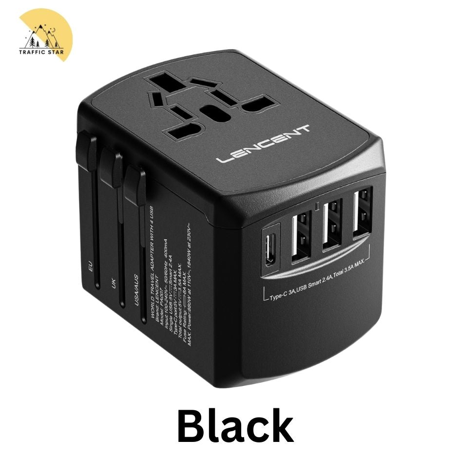 LENCENT Multi-function Universal Travel Adapter 1AC + 3 USB Ports and 1 Type C High Quality