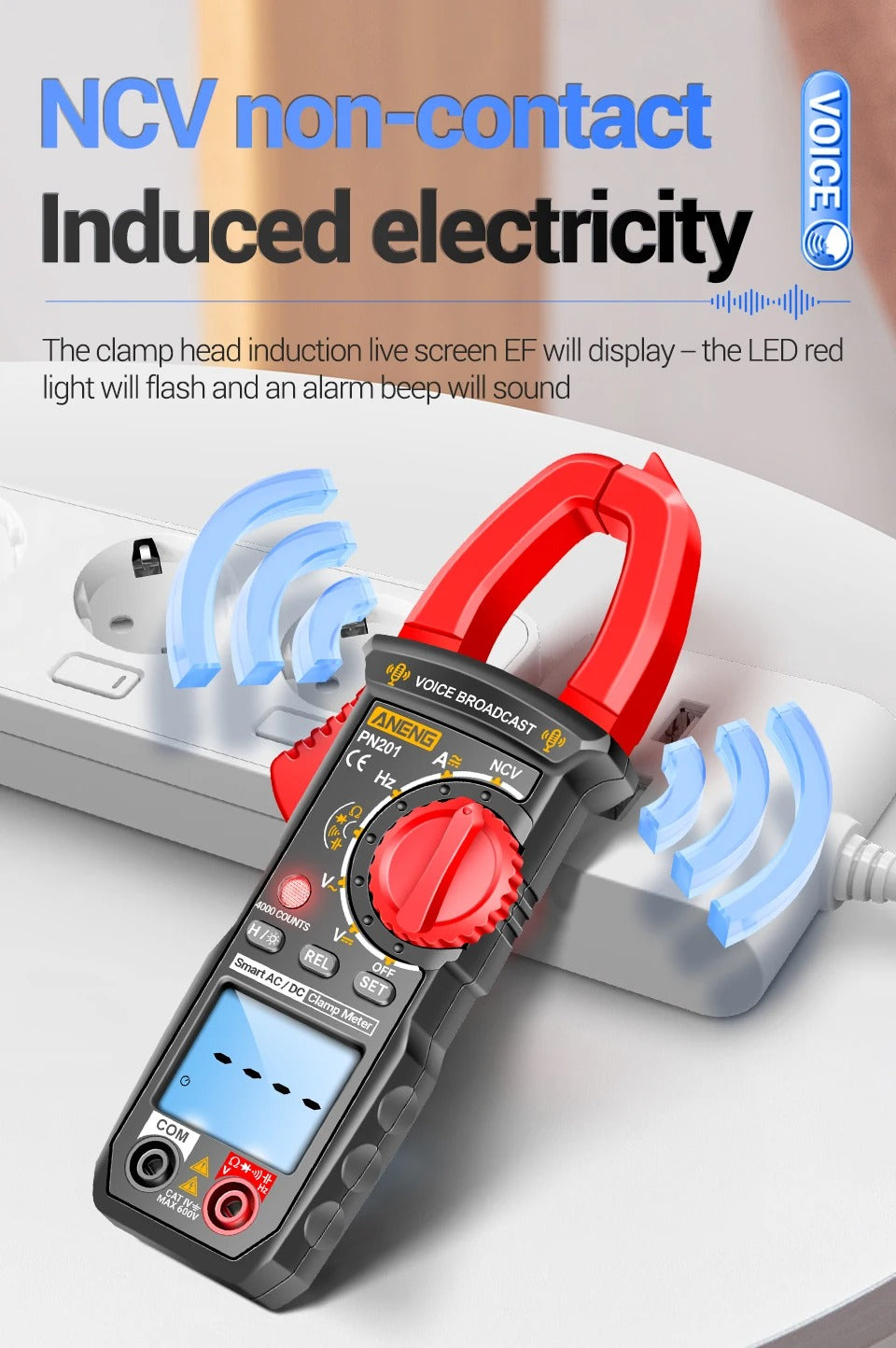 NENG PN201 Digital Clamp Meters Multimeter 4000 Counts DC/AC Current Voltage Tester Multimeter NCV Ohm Capacitance Test Tool