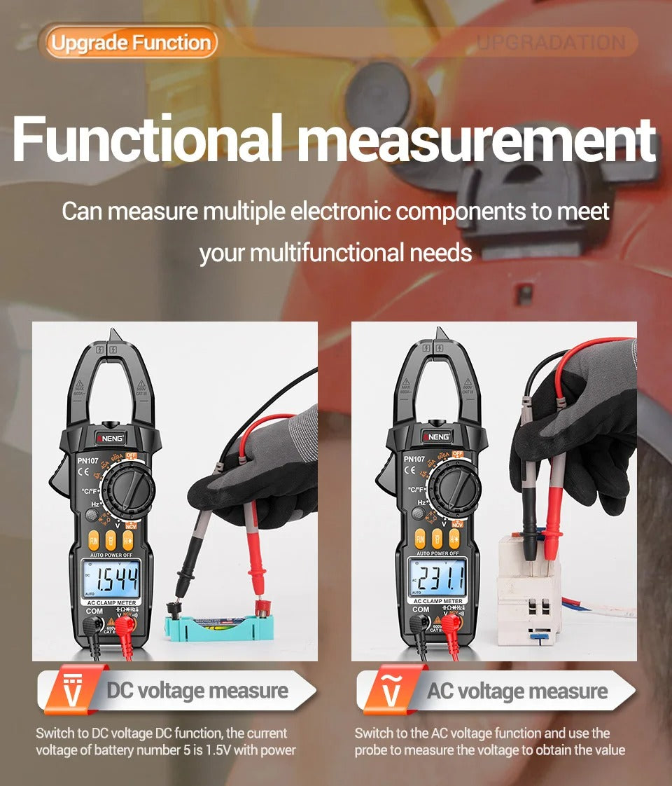 ANENG PN107 Digital Clamp Meter 600A AC Current Voltmeter Ammeter NCV Diode Temperature Frequency Professional Tool
