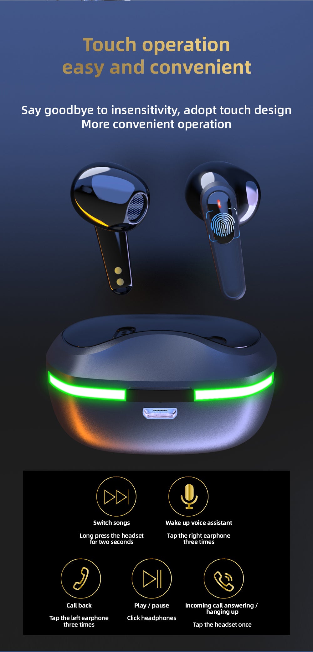 TWS Pro 60 BT 5.0 Wireless Earbuds