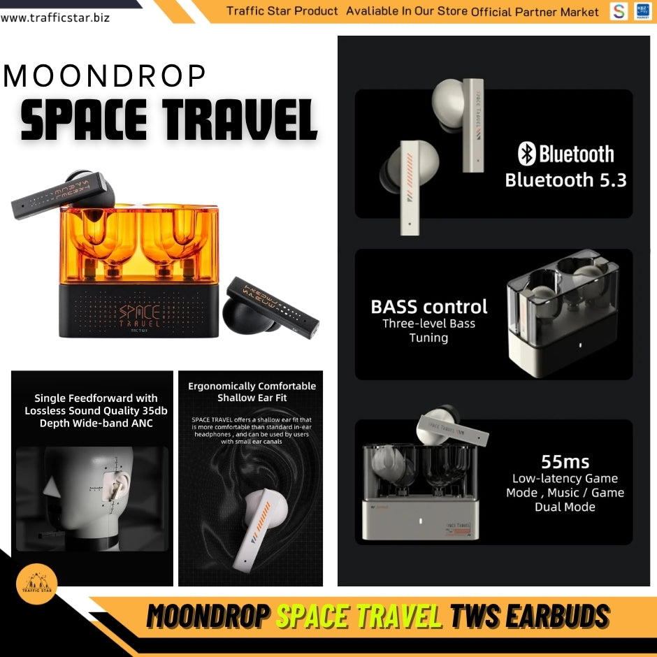 Moondrop Space Travel-Bluetooth 5.3 13mm Dynamic Driver True Wireless Stereo Earphones