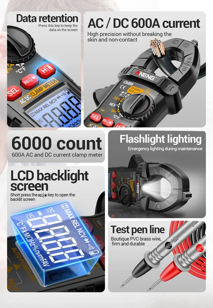 ANENG CM86 Clamp Meter 600A AC/DC Voltage Diode Digital Multimeter NCV Voltage Detection Professional Electrician Tools