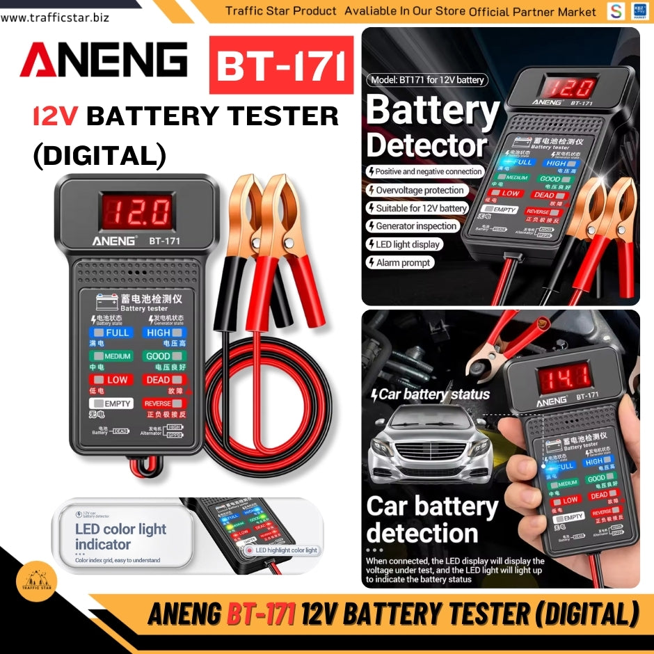Battery Tester Monitor BT-171 Status Indicator Internal Resistance Capacity 12V Car Detector