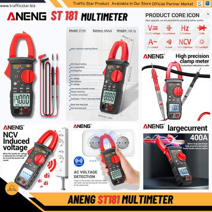 ANENG ST181 Digital Clamp Meter Car Amp Hz Capacitance NCV 4000 Counts Multimeter AC Current Ammeter Voltage Ohm Tester Tool
