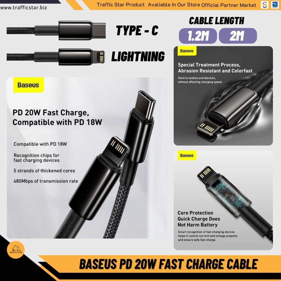 Baseus PD 20W Fast Charing Type C to Ligntening Data Cable