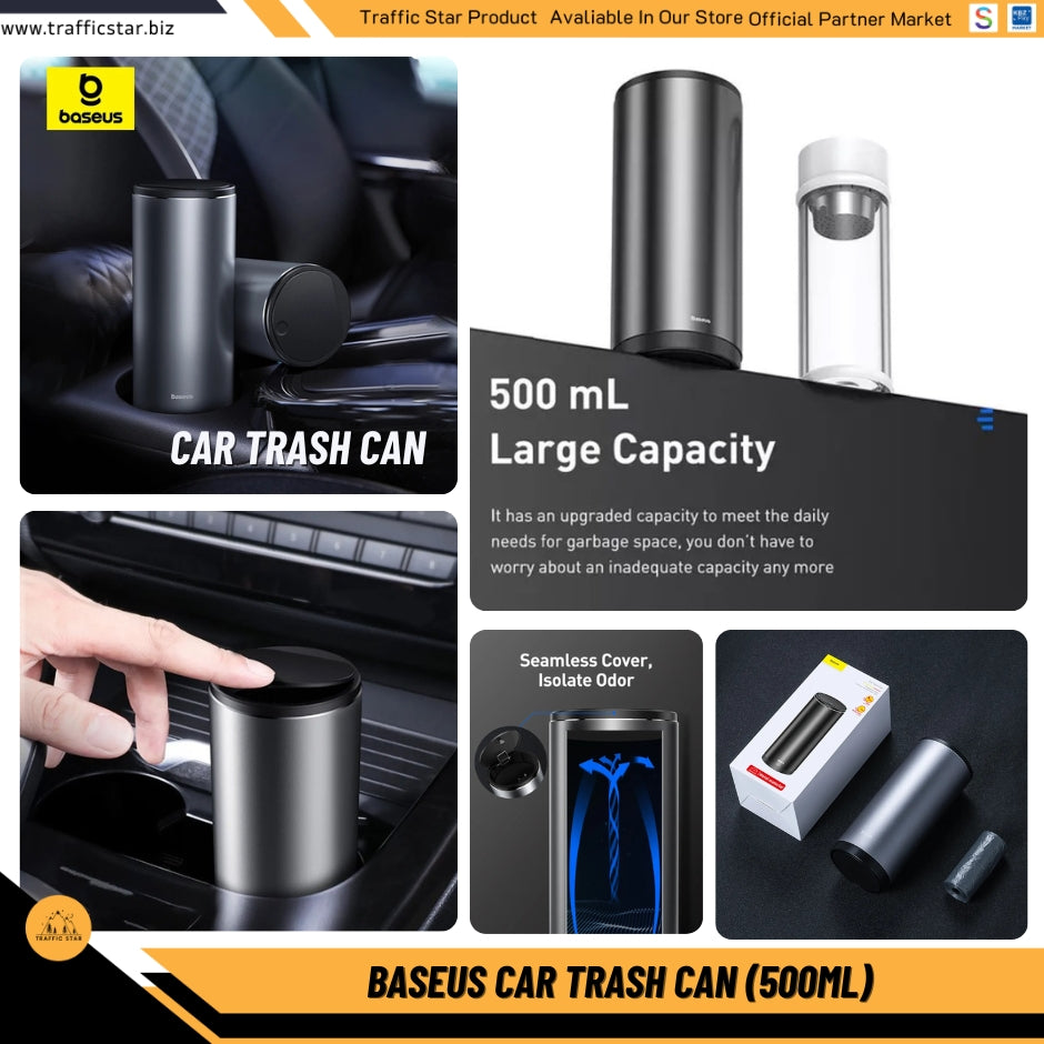 Baseus Car Trash Can Mini Desktop Storage Box Dust Bin Holder 500ml Large Capacity