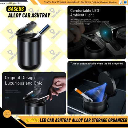 Baseus LED Car Ashtray Alloy Car Storage Organizer