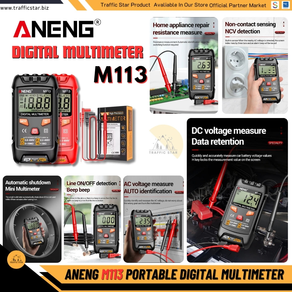 ANENG M113 Mini Portable Multimetro Tester 1999 Counts Mmultimetro Digital Multitester Auto Range Multimeter Tool