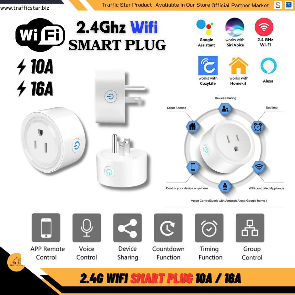 WiFi Smart Plug US Socket Smart Home Power Monitor Timing Outlet Voice Control