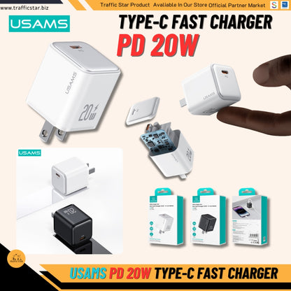 USAMS PD20W/30W Type-C Fast Charger PD3.0 QC4.0 2 Pin US Plug