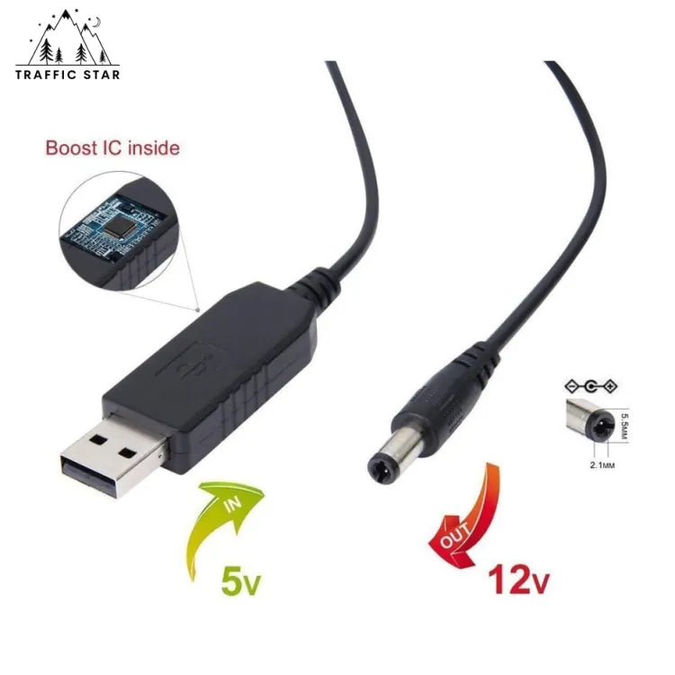 5V to 12V Converter Router to Power bank Cable (Router များကို ပါဝါဘန့်ဖြင့်ချိတ်ရာတွင်သုံးသော 5V to 12V converter cable ကြိုး)