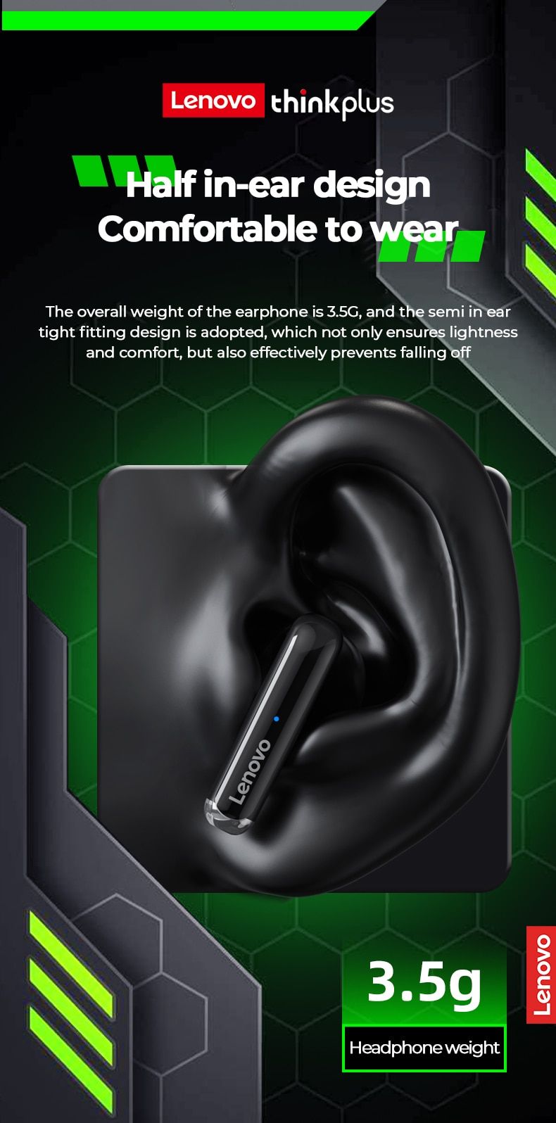 Lenovo Thinkplus XT81 TWS Gamer Waterproof Noise Reduction With Microphone Sports Earbuds